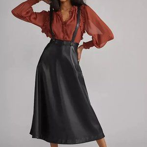 Anthropologie Vegan Leather Black Halter Skirt NWT